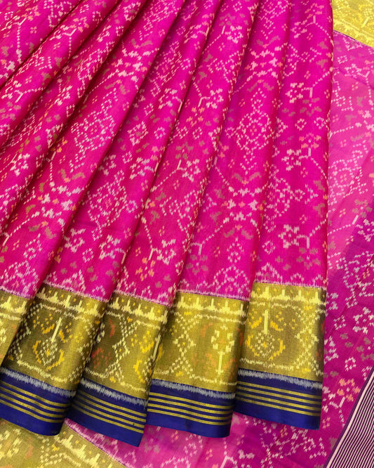 Blue & Pink Navratan Patola Saree