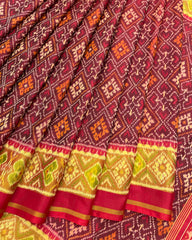 Red & Maroon Panchanda Patola Saree