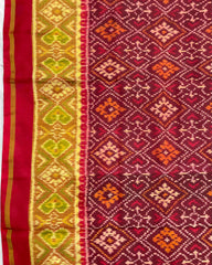 Red & Maroon Panchanda Patola Saree