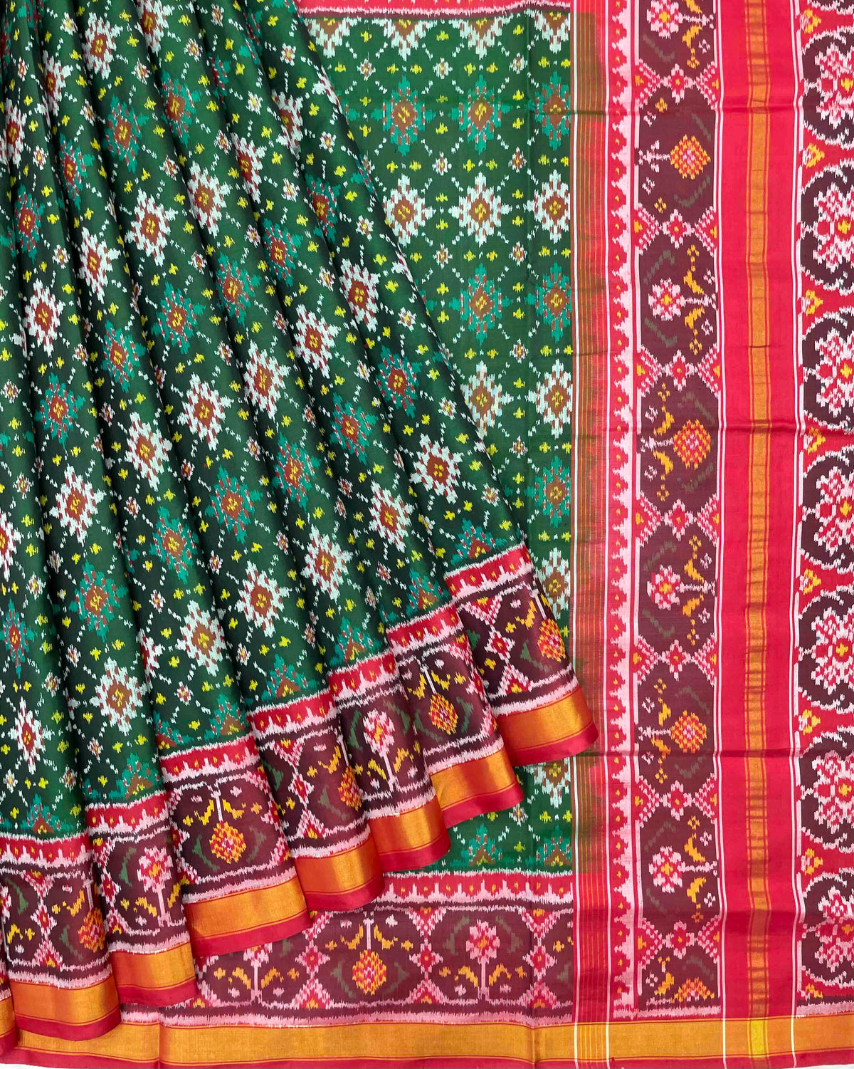 Red & Green Panchanda Patola Saree