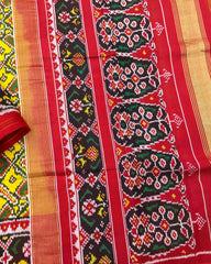 Red & Yellow Manekchowk Twill Patola Saree