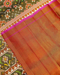 Red & Green Navratan Tissue Patola Saree