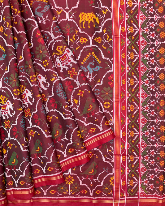 Red & Maroon Narikunj Patola Saree