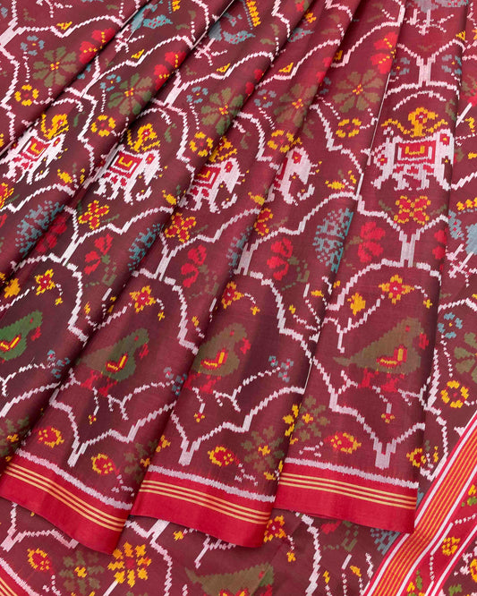 Red & Maroon Narikunj Patola Saree