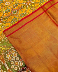 Red & Yellow Navratan Tissue Patola Saree