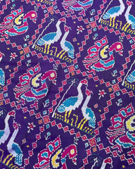 Blue Big Figure Peacock & Swan Patola Saree