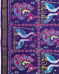 Blue Big Figure Peacock & Swan Patola Saree