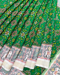 White & Green Navratan Patola Saree