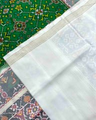 White & Green Navratan Patola Saree