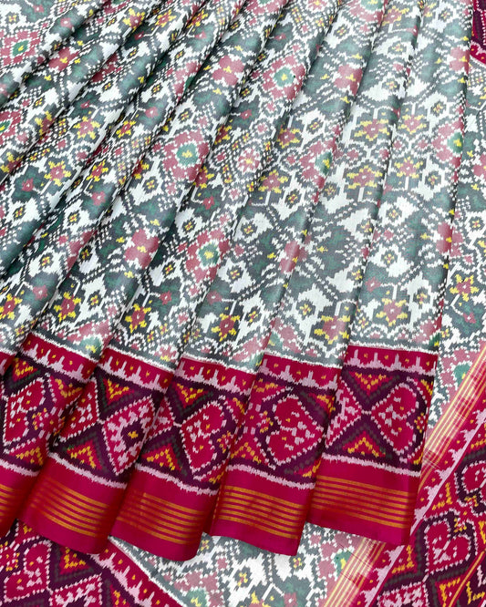 Pink & White Navratan Patola Saree