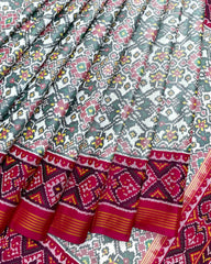 Pink & White Navratan Patola Saree