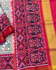 Pink & White Navratan Patola Saree