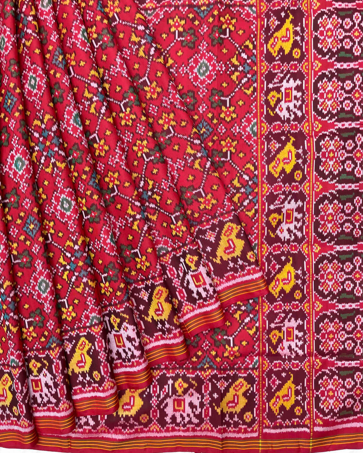 Crimson Red Navratan Patola Saree