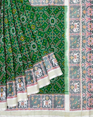 White & Green Manekchowk Patola Saree