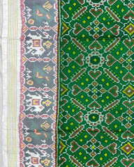 White & Green Manekchowk Patola Saree