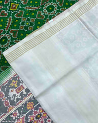 White & Green Manekchowk Patola Saree