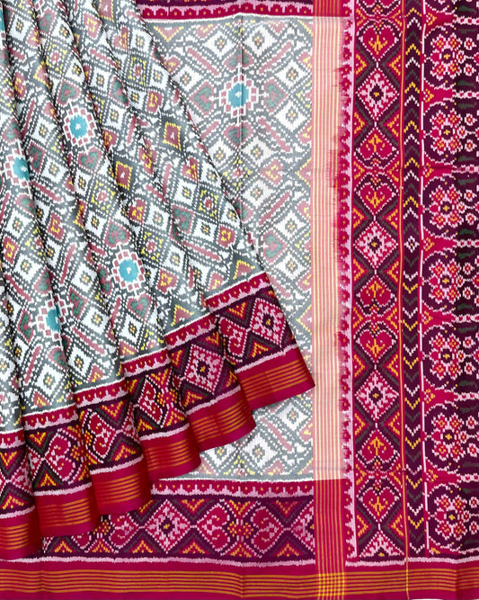 Pink & White Manekchowk Patola Saree