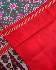 Red & Turquoise Shaded Navratan Patola Saree