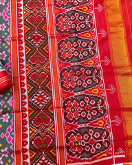 Red & Turquoise Shaded Navratan Patola Saree