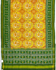 Green & Yellow Big Figure Elephant Chhabdi Patola Saree