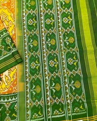 Green & Yellow Big Figure Elephant Chhabdi Patola Saree