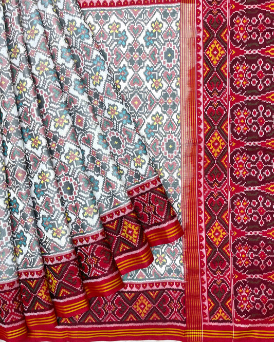 Red & White Navratan Patola Saree