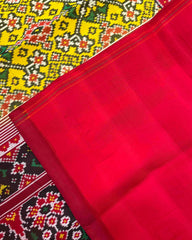 Red & Yellow Navratan Twill Patola Saree