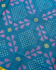 Turquoise Blue Fancy Zari Booty Design Patola Saree