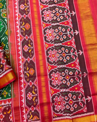 Red & Green Flower Patola Saree