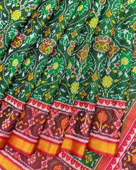 Red & Green Flower Patola Saree