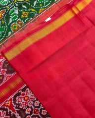 Red & Green Flower Patola Saree