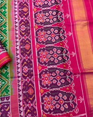 Pink & Green Panchanda Patola Saree