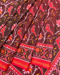 Red & Maroon Fancy Flower Patola Saree