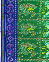 Blue & Green Big Figure Peacock Swan Patola Saree