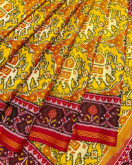 Red & Yellow Elephant Chhabdi Patola Saree