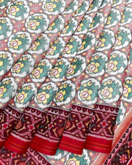 Red & White Flower Patola Saree