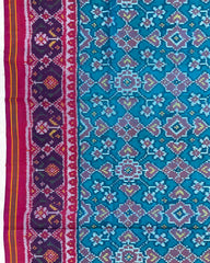 Pink & Sky Blue Navratan Patola Saree