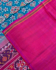 Pink & Sky Blue Navratan Patola Saree