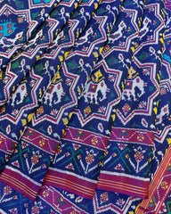 Purple & Blue Star Narikunj Twill Patola Saree