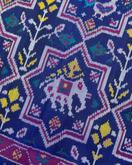 Purple & Blue Star Narikunj Twill Patola Saree