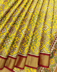 Maroon & Yellow Navratan Tissue Patola Saree