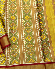 Maroon & Yellow Navratan Tissue Patola Saree