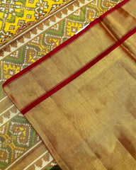 Maroon & Yellow Navratan Tissue Patola Saree