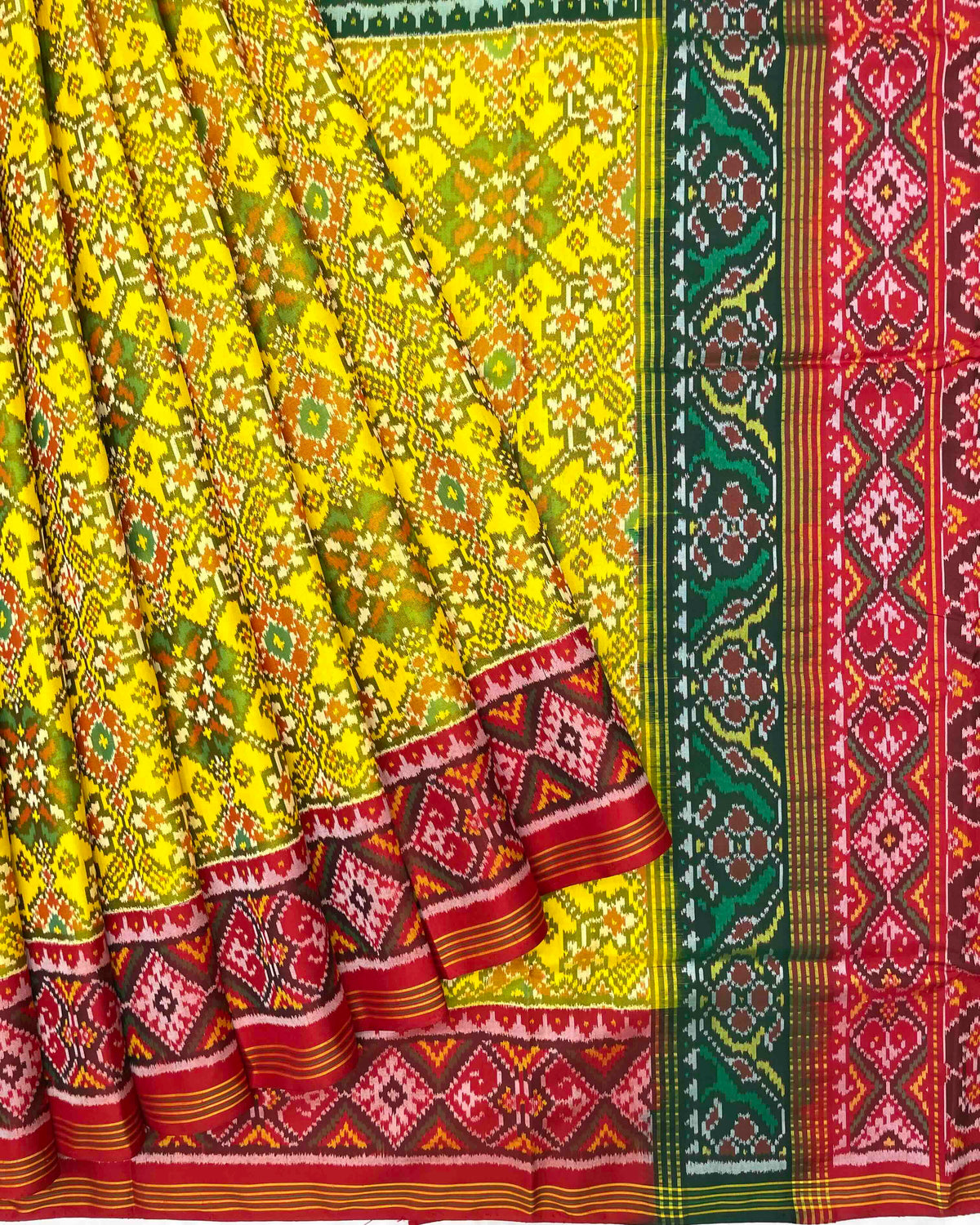 Yellow Ganga Jamuna Navratan Patola Saree