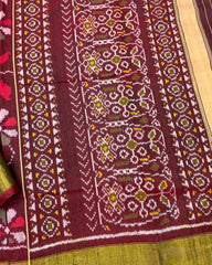 Onion Brown Fancy Flower Raw Silk Patola Saree