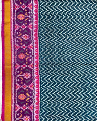 Pink & Turquoise Zig Zag Patola Saree