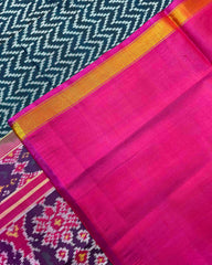 Pink & Turquoise Zig Zag Patola Saree