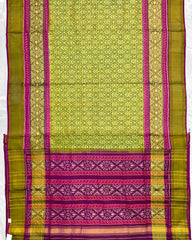 Purple & Green Fancy Leaves Patola Saree