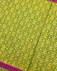 Purple & Green Fancy Leaves Patola Saree