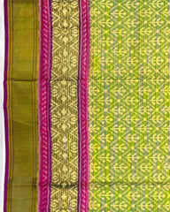 Purple & Green Fancy Leaves Patola Saree